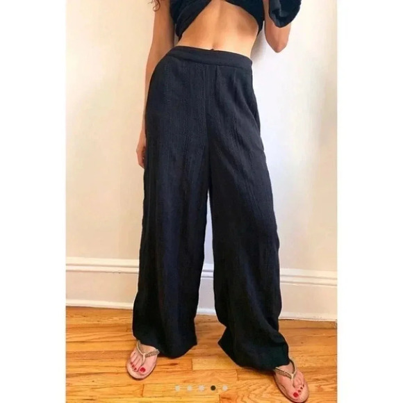 NWT Free People Banita Set Linen Two Piece Matching Pants Top Strapless Black XS - Picture 4 of 9